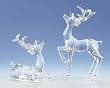 Set of 2 Icy Crystal Prancing and Seated Reindeer Christmas Figures