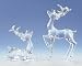 Set of 2 Icy Crystal Prancing and Seated Reindeer Christmas Figures