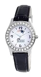 NFL Women's New England Patriots Game Day Dazzler Black Leather Watch #PT20017