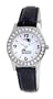 NFL Women's PT20017 New England Patriots "Game Day Dazzler" Black Leather Watch