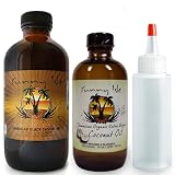 Jamaican Black Castor Oil Extra Dark 8oz, Extra Virgin Coconut Oil 4oz. & Applicator