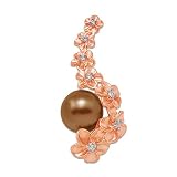 Chocolate Tahitian Pearl Pendant with Diamonds in 14K Rose Gold