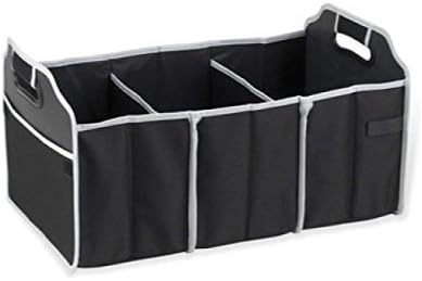 Car Trunk Organizer, 3 Large Sections Collapsible Folding Storage Bin, Black by BACK2BASIX