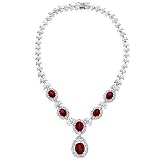 CZ Diamond Ruby Platinum Plated Festive Necklace