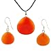 Carnelian Agate Briolette Drop Pendant and Earrings Set - Pendant (22mm), Earrings (15mm) - Adjustable Cord Necklace