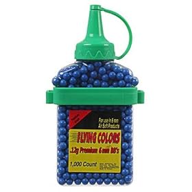 Flying Colors 1000 Premium w/ Feeder Bottle Airsoft BBs - .12g - Blue