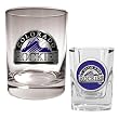 MLB Colorado Rockies Rocks Glass & Square Shot Glass Set - Primary Logo