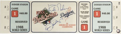 Dennis Eckersley and Kirk Gibson Dual Signed Autographed 1988 Game 1 World Series Mega Ticket