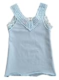 (コ-ランド) Co-land ノースリーブ シャツ キッズ 子供服 ベビー肌着 タンクトップ 女の子 キャミソール レース飾り インナー ガールズ 可愛い ブルー 120