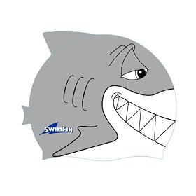 SwimFin Childrens Silicone Swim Cap - Grey Shark