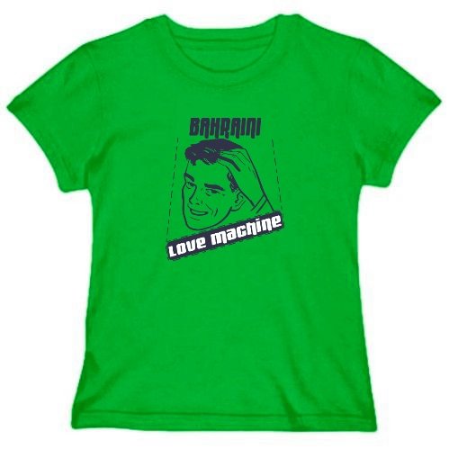 Bahraini LOVE MACHINE Countries Womens T-Shirt (Green, Sizes X-Small - XXX-Large)