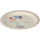 Ginger Ray Little One Vintage Baby Elephant & Balloons Peach & Pastel Paper Plates, Mixed