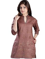 Round Neck Embroidered Georgette Tunic 