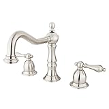 Kingston Brass KS1978AL Heritage Widespread Lavatory Faucet with Metal lever handle, Satin Nickel by