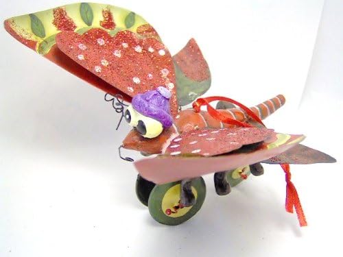 Metal Dragonfly on Wheels Christmas Ornament