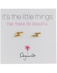 Dogeared "Its the Little Things" Gold-Plated Sterling Silver Bolt Post Earrings