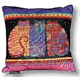 Laurel Burch - Feline Friends Square Tapestry Pillow