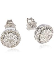 10k White Gold Round Diamond Cluster Earrings (1/2 cttw, I-J Color, I2-I3 Clarity)