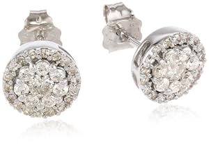 10k White Gold Round Diamond Cluster Earrings (1/2 cttw, I-J Color, I2-I3 Clarity)