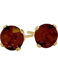 0.65Ct. Genuine 4mm Round Garnet 14 Karat Yellow Gold Stud Earrings for Girls
