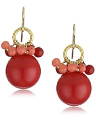 Devon Leigh Splash Of Color Red Pearl Shell and Coral Earrings