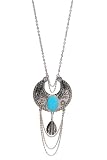 Silver Aztec Print Pendant Necklace