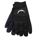 NFL McArthur San Diego Chargers Black Deluxe Utility Work Gloves