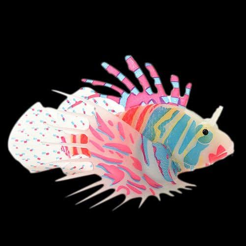 Lionfish L Red Aquarium Fish Tank Landscape Decoration Glow Simulation Animal Plants Ornament no.33