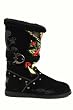 Ed Hardy Boot Strap Boots - Rose / Eagle - Black