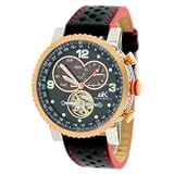 Adee Kaye AK7214-MRG Black Brown Mens Open Heart Multi-Calendar Watch