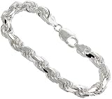 24 Sterling Silver 5/16 (7.5 mm) Italian Diamond Cut Rope Necklace