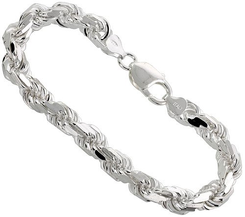 Childrens Toyshop  Jewelry : Sterling Silver 5/16" (7.5 mm) Italian Diamond Cut Rope Chain, Nickel Free, 8", 9", 16", 18", 20", 22", 24", 30",