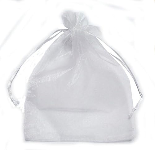 Sandra Shop 100pcs White Eyelash Organza Drawstring Pouches Jewelry Party Wedding Favor Gift Bags