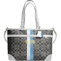 AUTHENTIC COACH HERITAGE STRIPE MULTIFUNCTION BABY BUSINESS TOTE 13191 (BW/White)