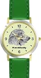 Afghan Hound (SC) Dog - WATCHBUDDY DESIGNER DELUXE TWO-TONE THEME WATCH - Arabic Numbers-EMERALD ISLE STYLE - Light Green Dial with Green Leather Strap-Women's Size-Small