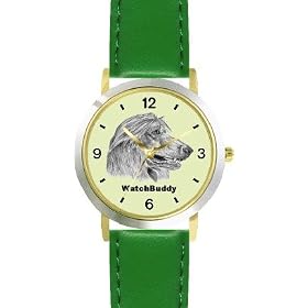 Afghan Hound (SC) Dog - WATCHBUDDY® DESIGNER DELUXE TWO-TONE THEME WATCH - Arabic Numbers-EMERALD... by WatchBuddy