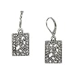 Silvertone Rectangular 1" Long Detailed Dangle Earrings Fashion Jewelry
