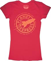 Futurama Planet Express Junior's Fitted Red T-Shirt Tee