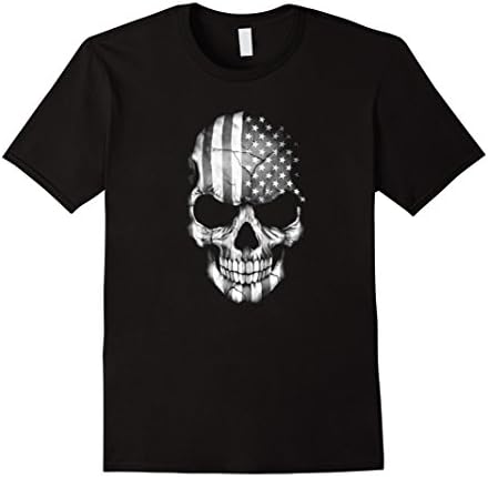 Men's American Flag Skull Military t-shirt Medium Black