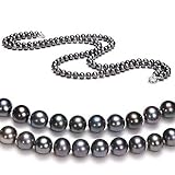 Black 6-7mm AA Freshwater Pearl Necklace 23 inch Matinee Length