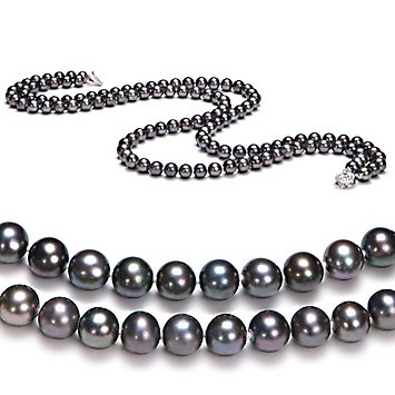 Black 6-7mm AA Freshwater Pearl Necklace-23-inch---Matinee