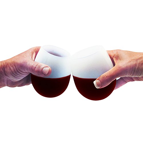 Silicone Wine Glasses / Baking Cups (set of 2) for Camping, Backyard Parties and Hot Tub Area Use. A Great Hostess or Holiday Gift. BONUS Free Recipe eBook Included. Stemless, Unbreakable Design