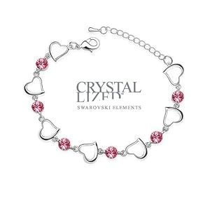 Blue Pearls - Pink Swarovski Element Crystal Heart Bracelet CRY A101 G
