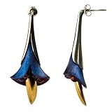 Titanium Collection Certified Genuine Honey Amber, Titanium and Gold-filled Sterling Silver Flower Earrings