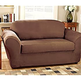 Sure Fit Stretch Suede 2-Piece Loveseat Slipcover