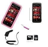 Stormgadgets Nokia 5530 Illuvial Pink Phone Accessory Pack Including Car Charger Pink Silicone Skin Case Sparereplacement Pink Stylus Pen Twin Screen Protector Pack And 4gb Mico Sd Memory Card A Bund