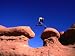 A Man Jumps onto a Hoo-Doo Formation in Goblin Valley, Goblin Valley State Park, Utah, USA Photographic Poster Print by Cheyenne Rouse, 24x18