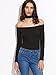 SheIn Women's Black Off The Shoulder With Choker Ribbed T-shirt