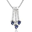One of a Kind 14K White Gold 5/8ctw Blue Sapphire & Diamond Pendant (GH/VS-SI)