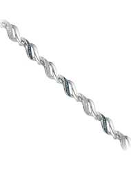 Sterling Silver Blue and White Diamond 7-inch Bracelet (1/3 cttw)